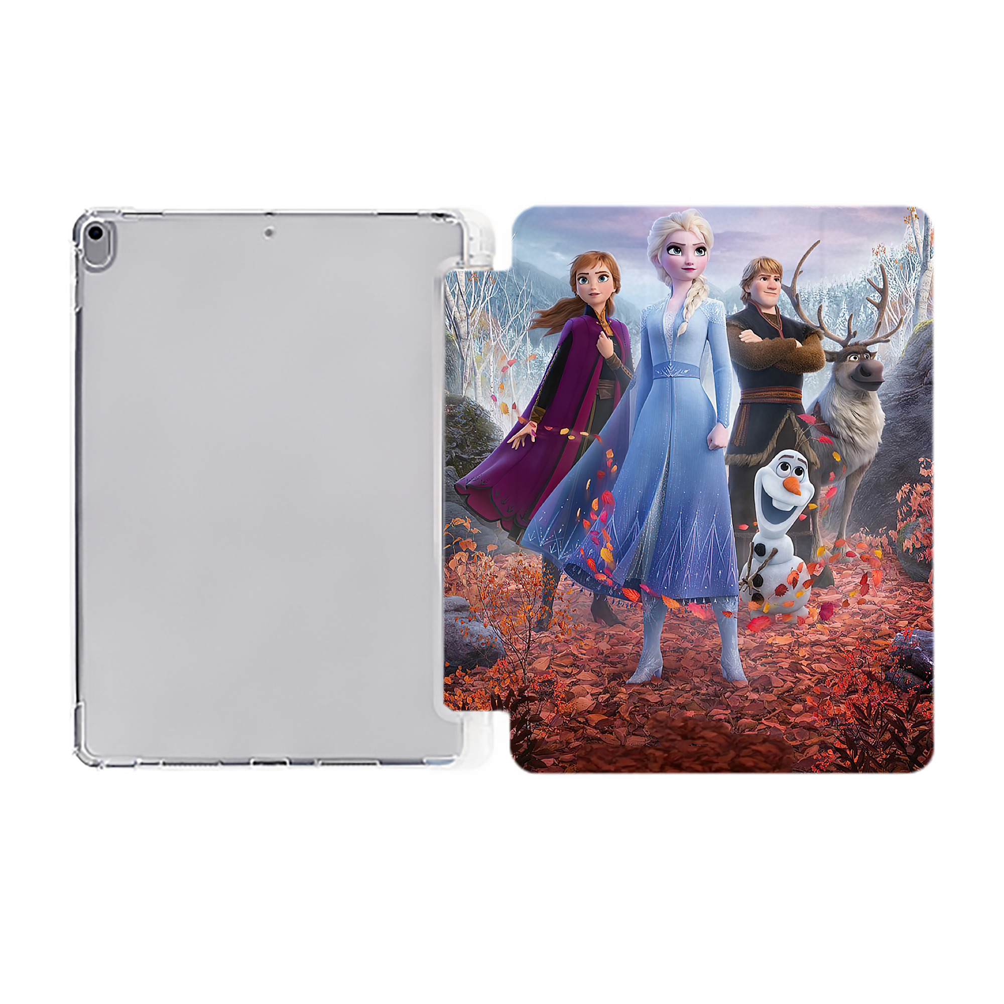 （画像用） アナと雪の女王 アンナ エルサ Frozen Anna Elsa IPad ケース ペン収納付き 三つ折りスタンド PUレザー×シリコン 対応機種9.5/10.5/10.9インチ